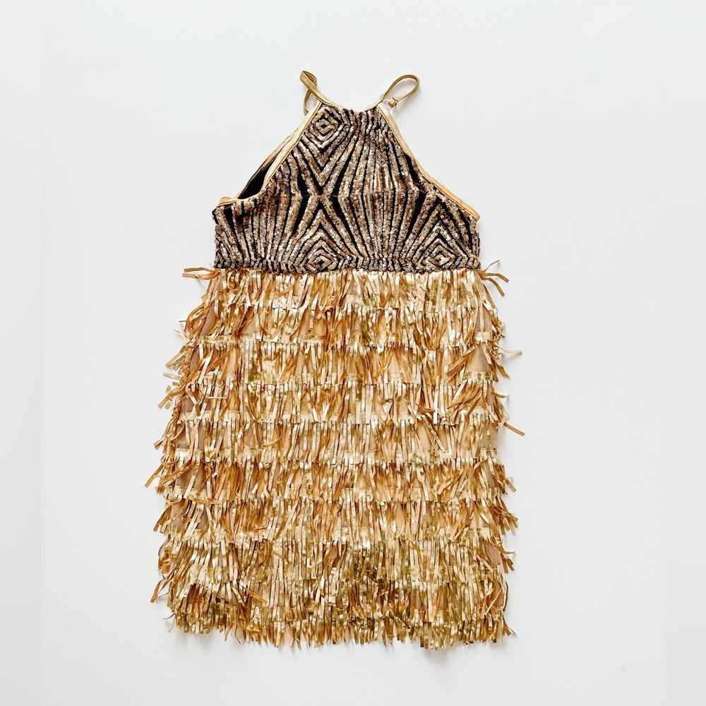 Gold Fringe Kids Dance Costume